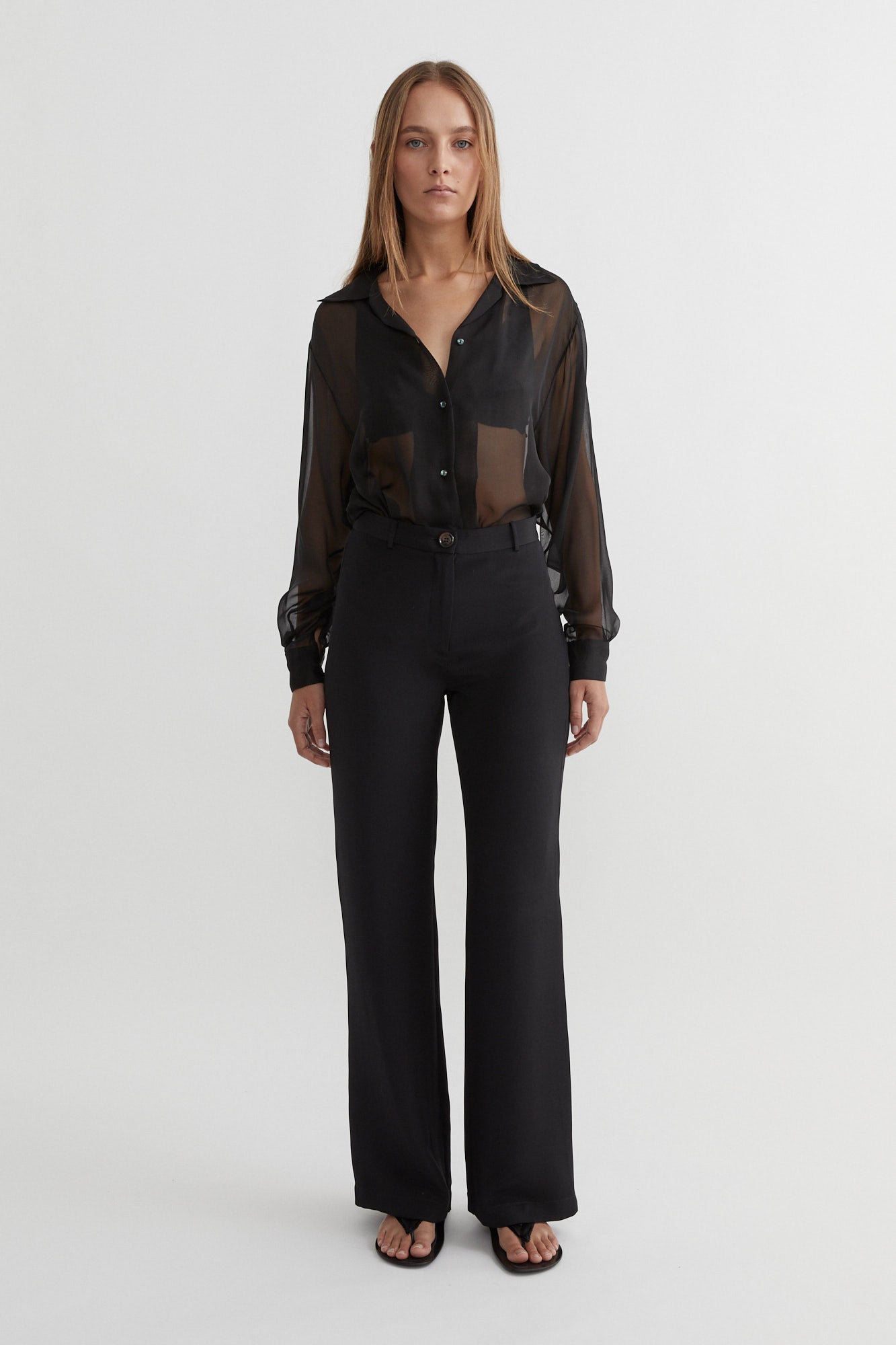 SAINT Lookbook Black Silk Pants, the perfect dressy going out pant. Made in Australia