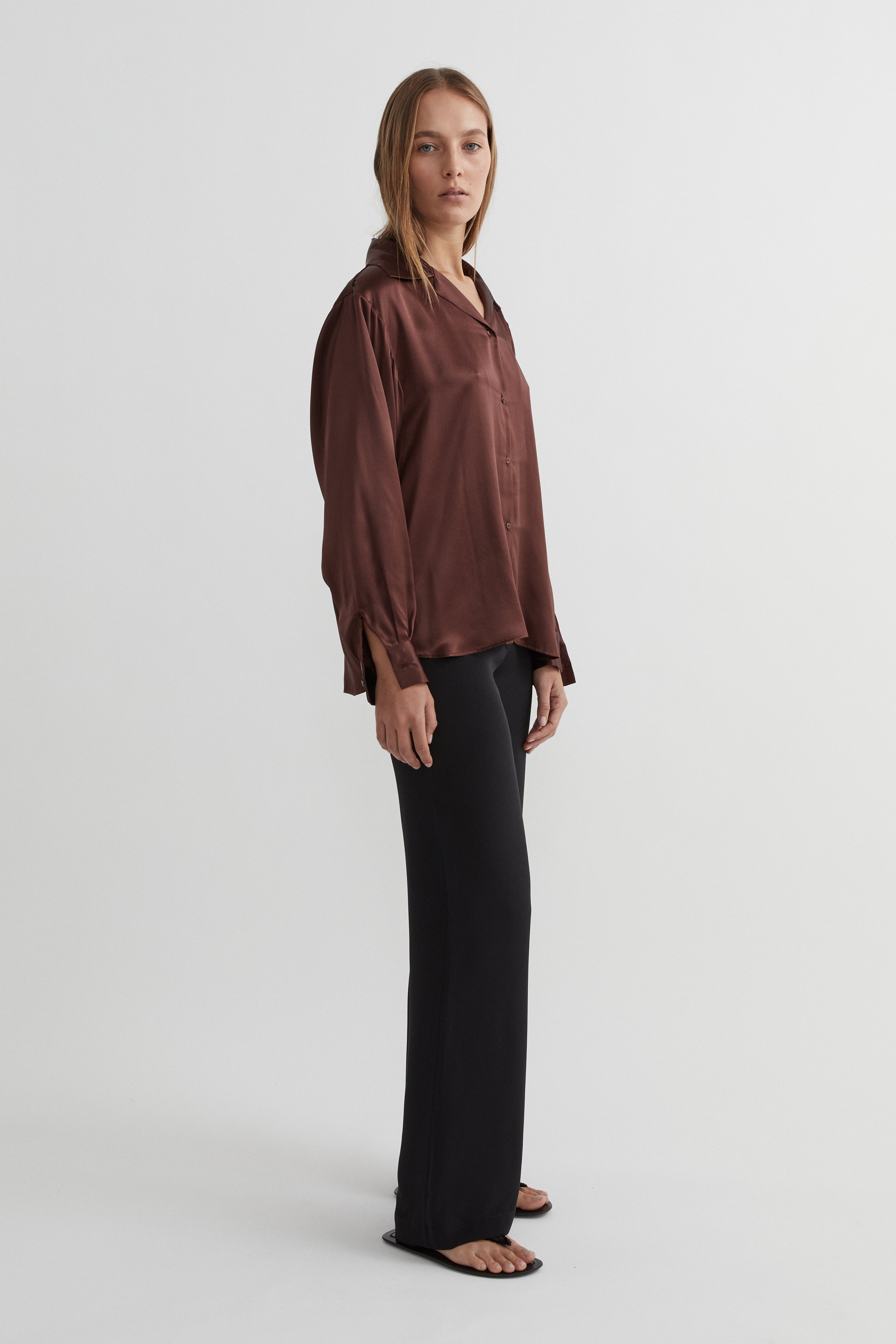 Classic Silk Shirt Chocolate
