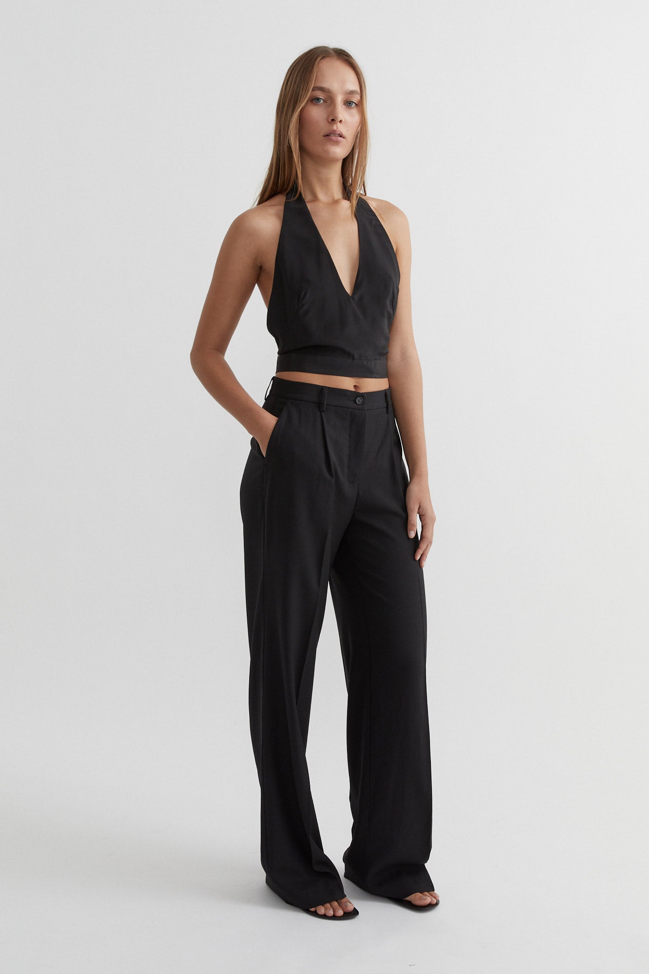 SAINT Lookbook Silk Halterneck Top black backless going out / party top. Made in Australia