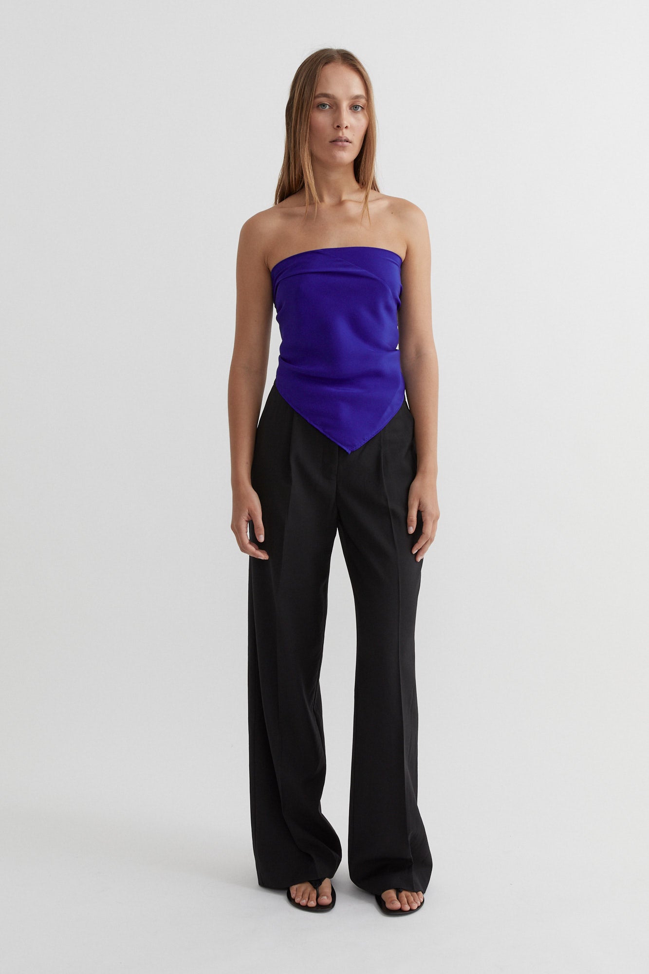 SAINT Lookbook Blue Silk Scarf Top. Made in Australia