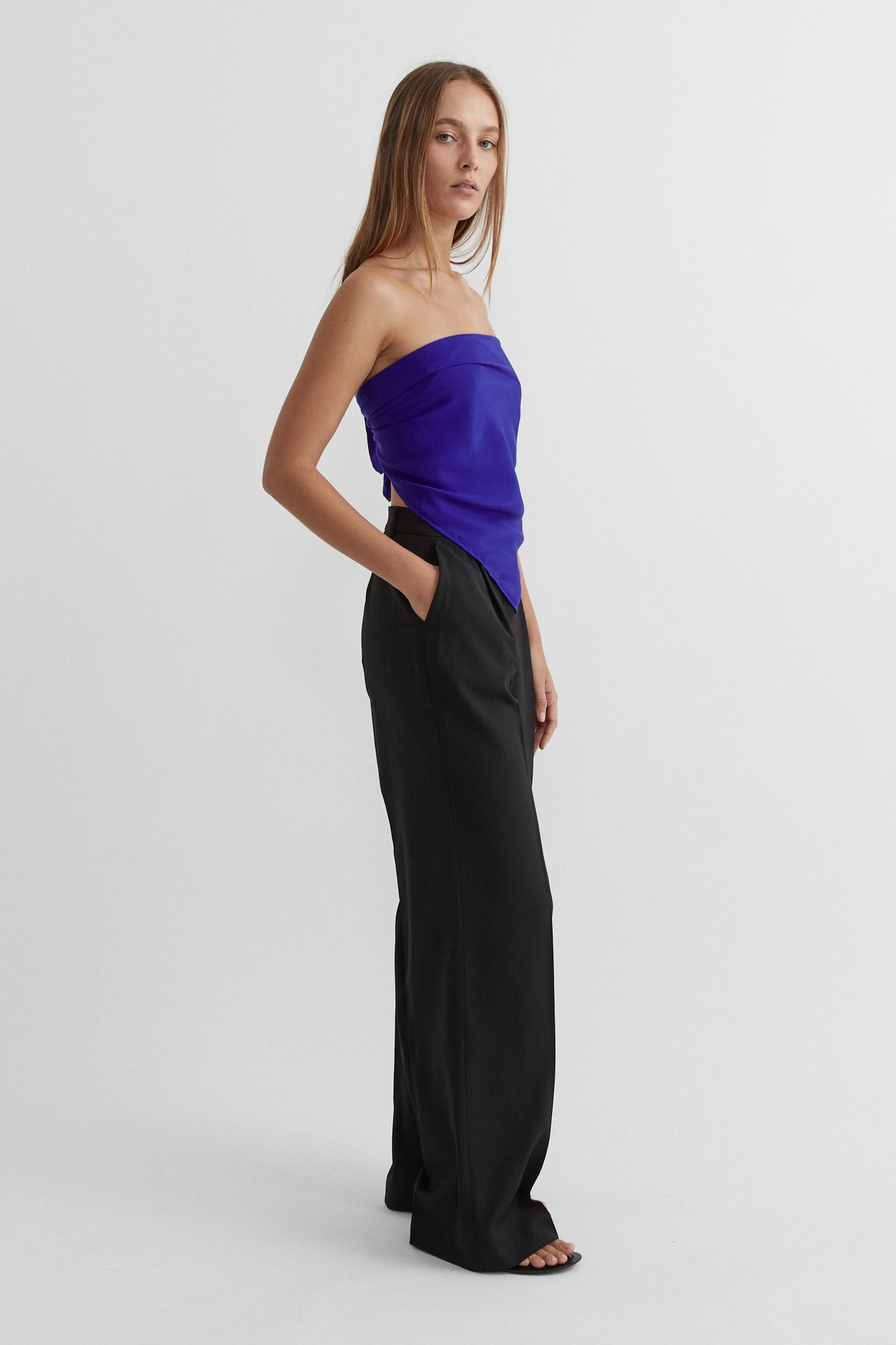 SAINT Lookbook Blue Silk Scarf Top. Made in Australia