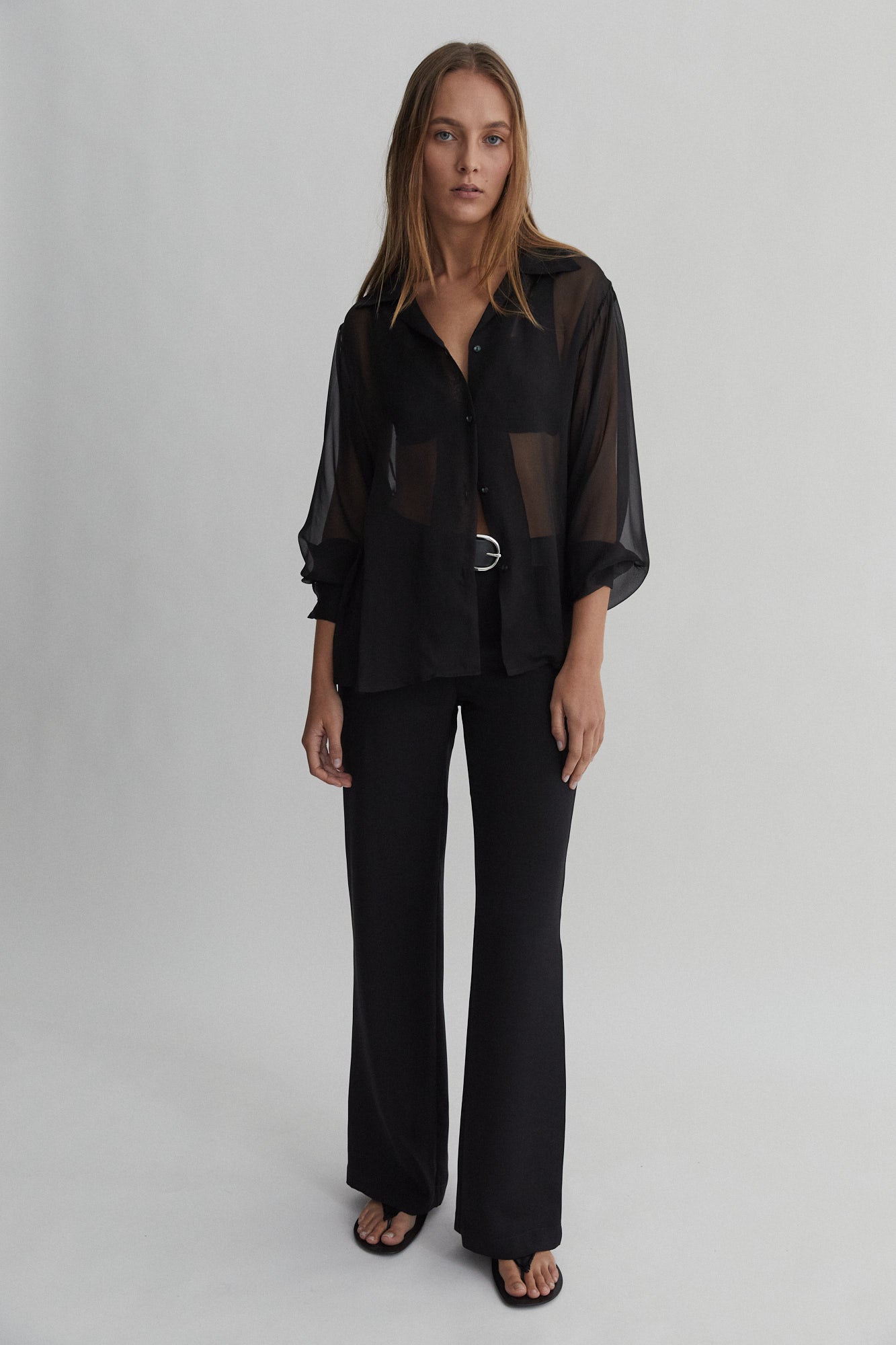 SAINT | Classic Silk Shirt Sheer Black