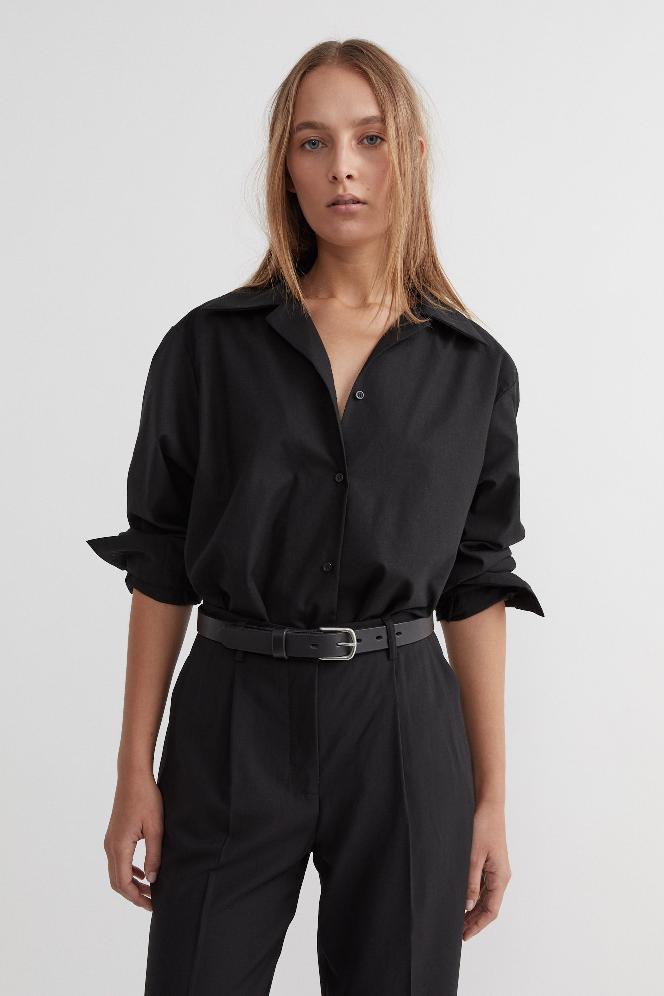 SAINT | Classic Leather Belt Black Silver