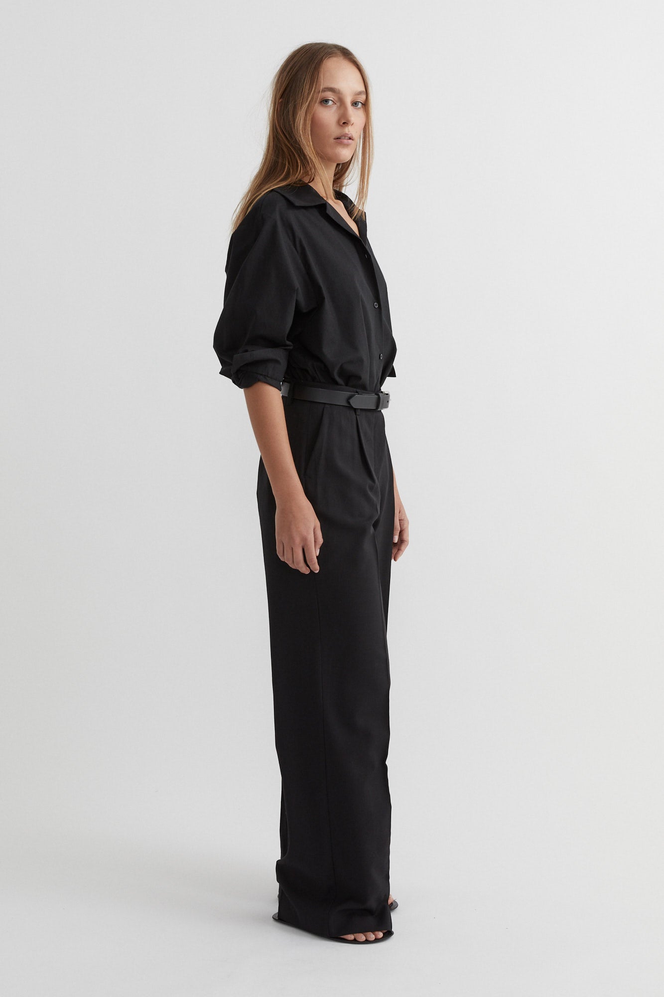 SAINT Lookbook Classic Leather Belt black and silver, 100% Italian Leather. Made in Australia