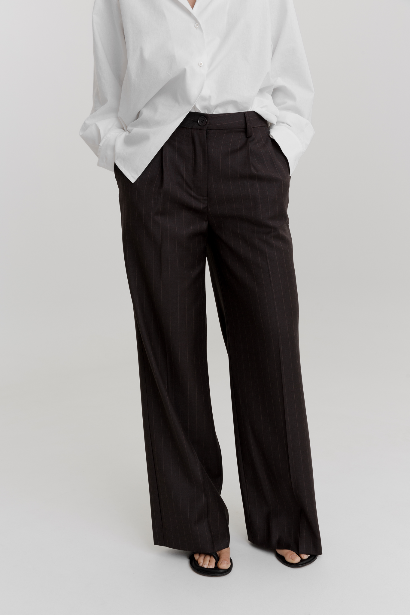 Tailored Pant in Brown Pinstripe | SAINT