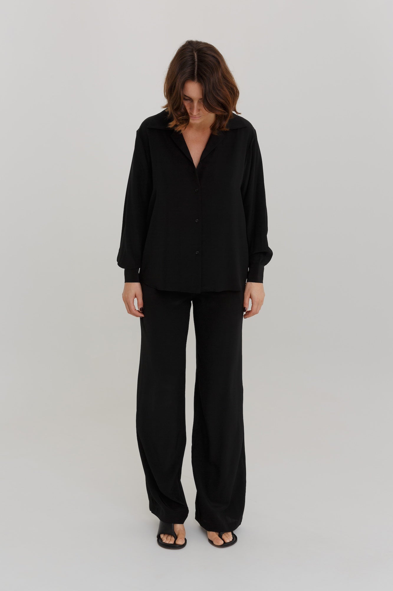 Classic Silk Shirt in Black | SAINT