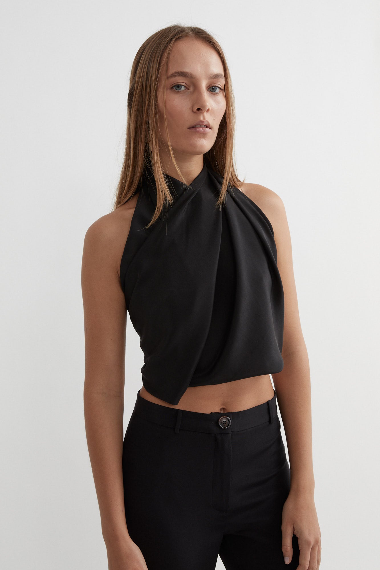 Make Halter Top From Scarf Halter Wrap Top Linen, Simple Crop Top