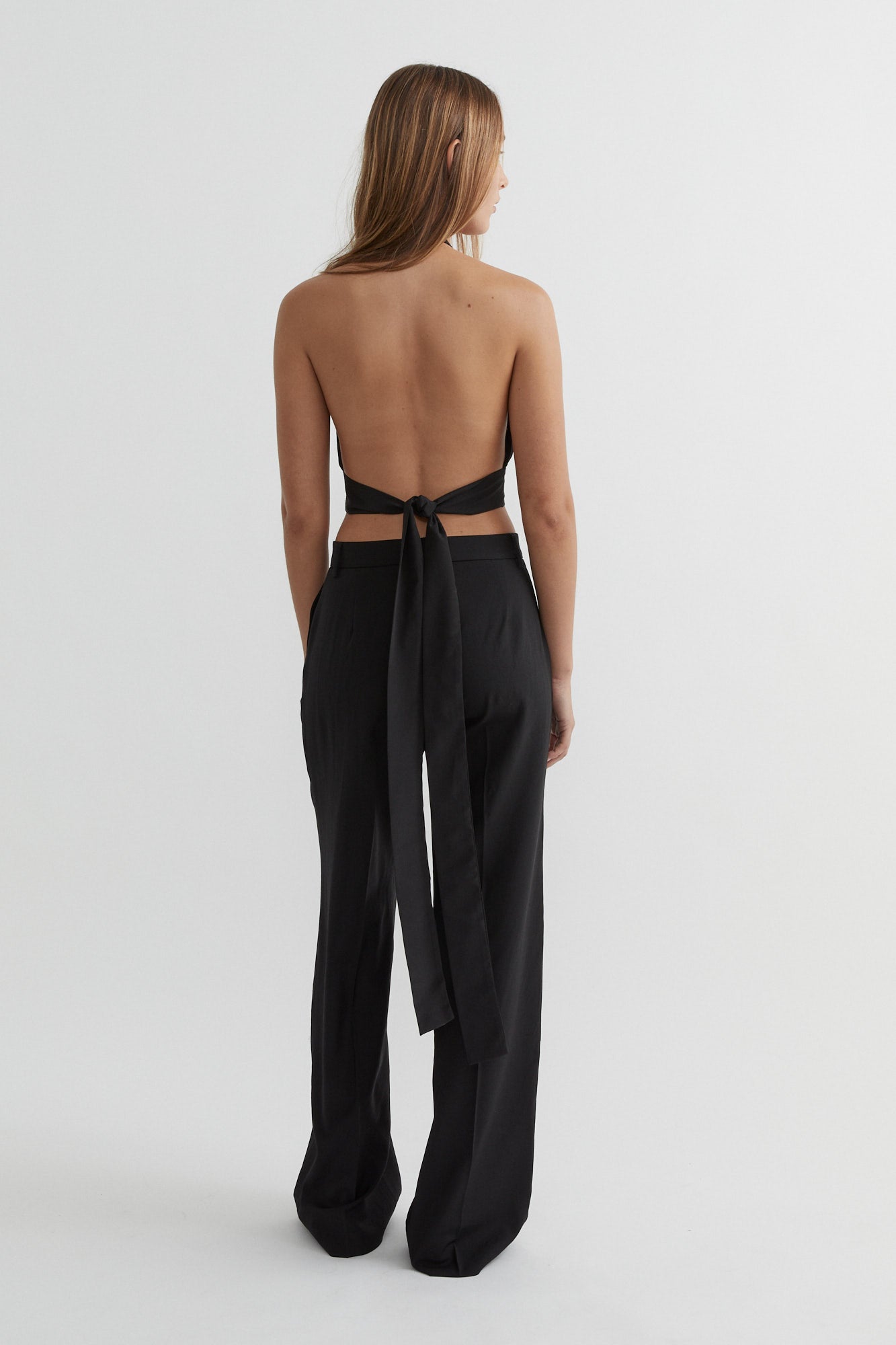 SAINT Lookbook Silk Tie-up Top black backless going out / party top. Made in Australia