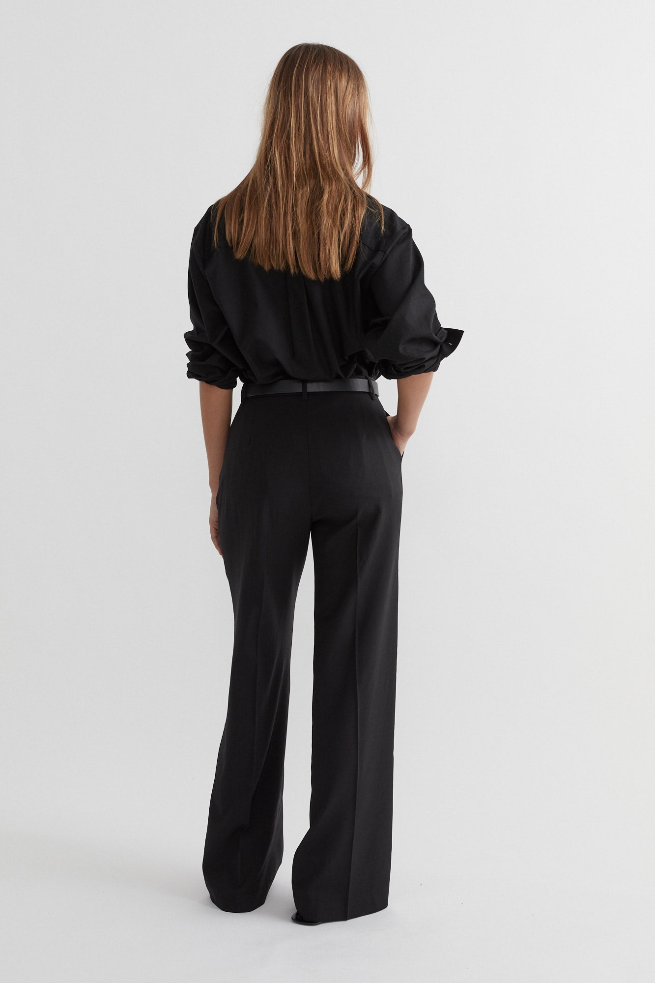 SAINT Lookbook Organic Cotton Shirt in black, long sleeve button up. Made in Australia