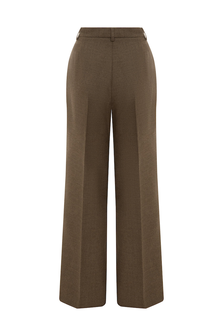 SAINT Tailored Pant in coffee brown pure wool. made in Australia. 100% Japanese wool