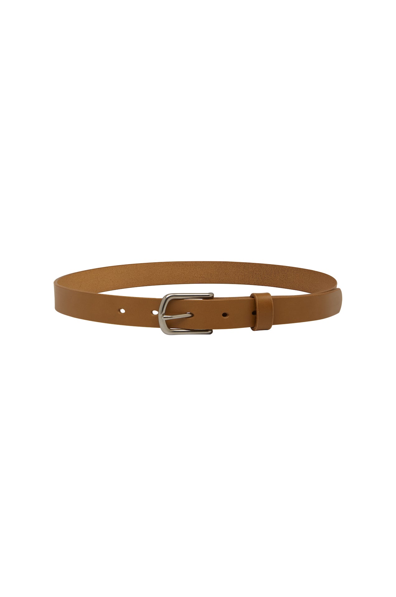 SAINT classic leather belt in tan leather with silver stainless steel buckle. made in Australia using traditional leather smith techniques. 100% Italian leather