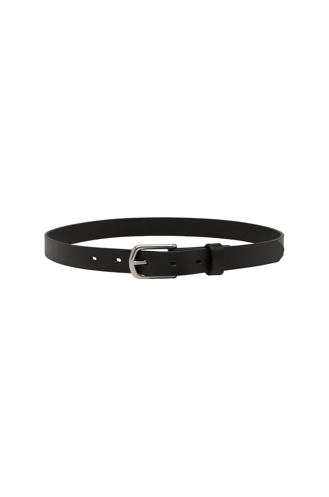 SAINT classic leather belt in black leather with silver stainless steel buckle. made in Australia using traditional leather smith techniques. 100% Italian leather