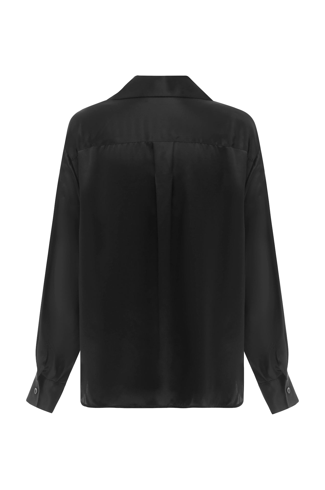 SAINT classic silk shirt in black pure silk. made in Australia. 100% silk satin