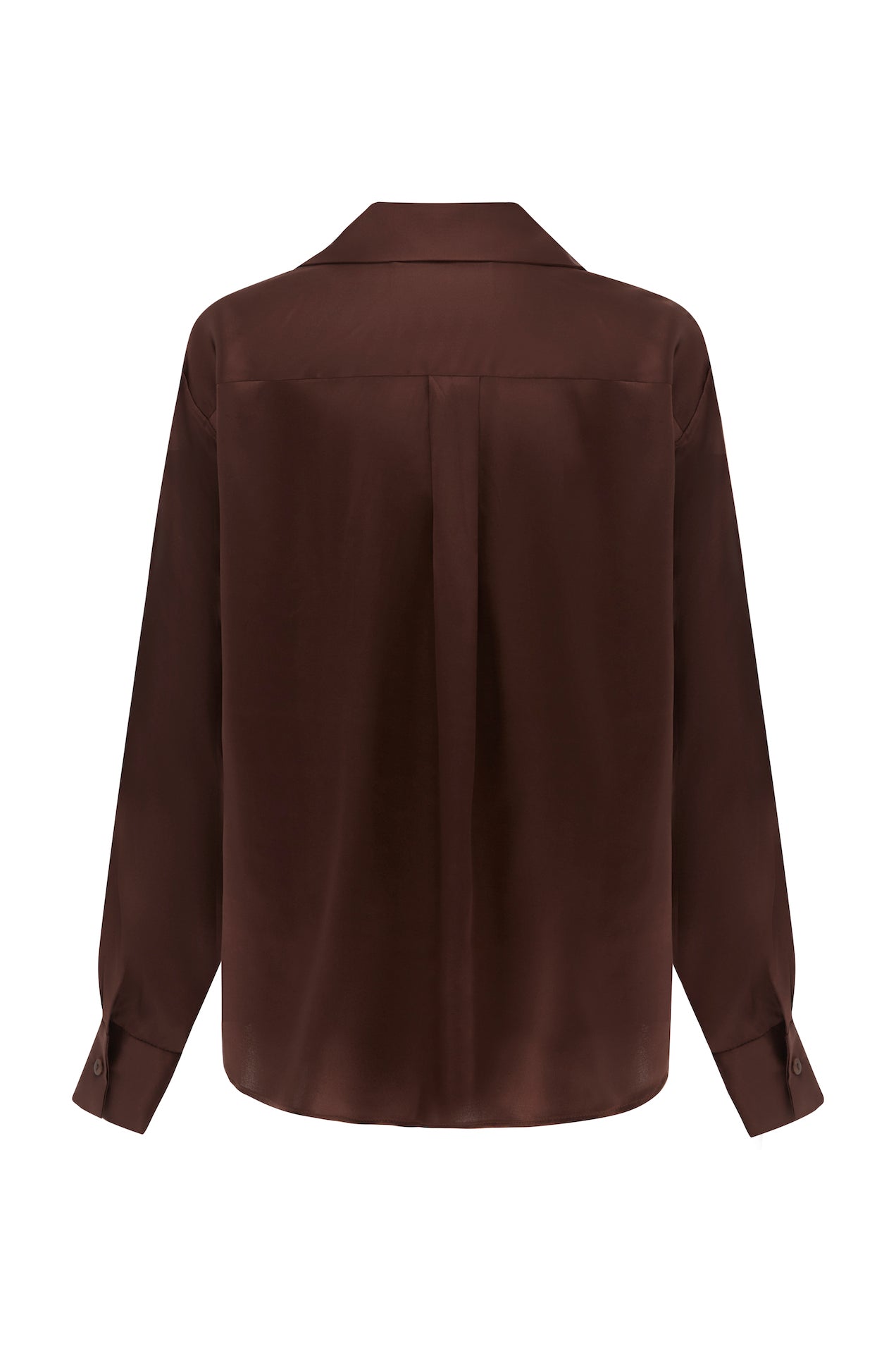 SAINT classic silk shirt in chocolate brown pure silk. made in Australia. 100% silk satin