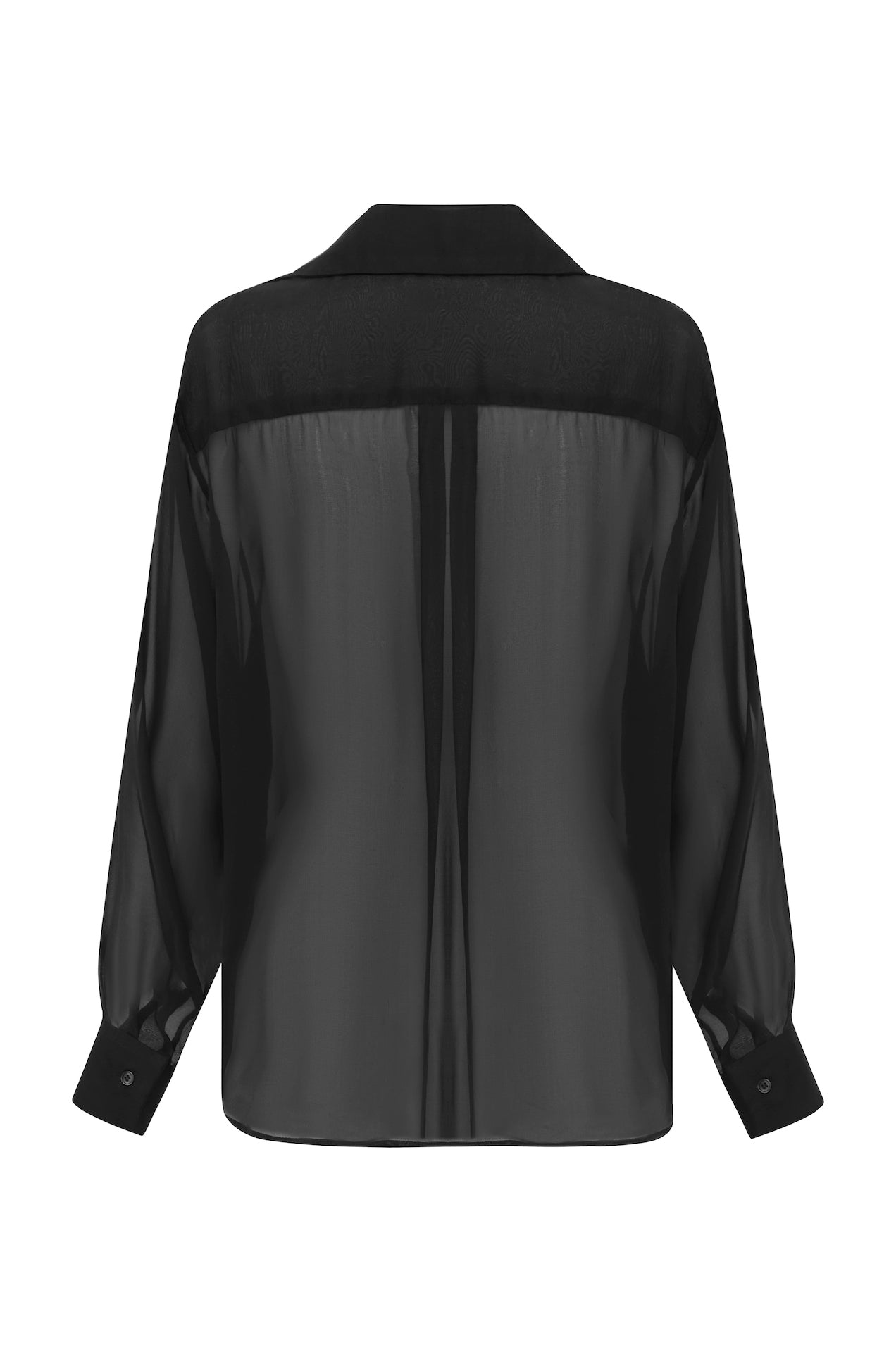 SAINT classic silk shirt sheer black pure silk. made in Australia. 100% silk chiffon