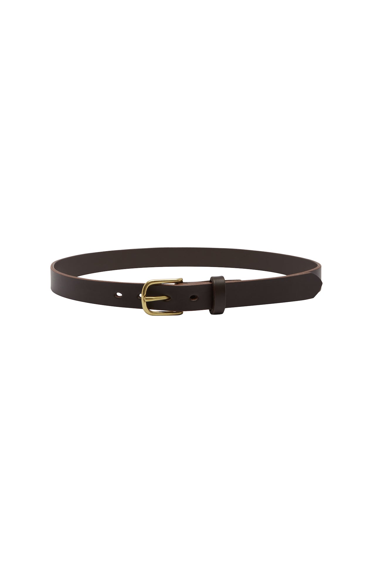 SAINT classic leather belt in brown leather with solid brass buckle. made in Australia using traditional leather smith techniques. 100% Italian leather